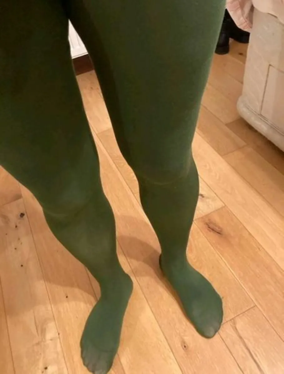 Sexy  dark olive green stretchy tights - Image 2