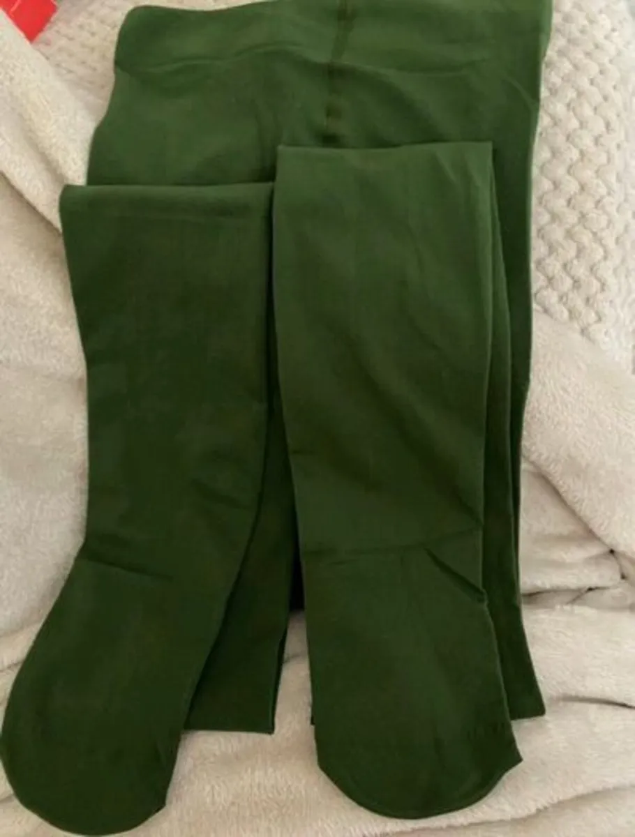 Sexy  dark olive green stretchy tights - Image 4