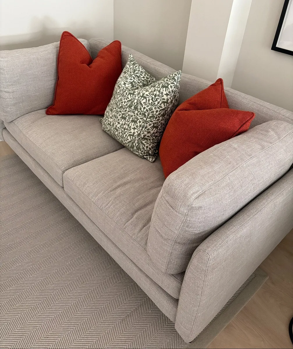 Brand New 2 seater Sofa and feather filled Cushion - Image 2