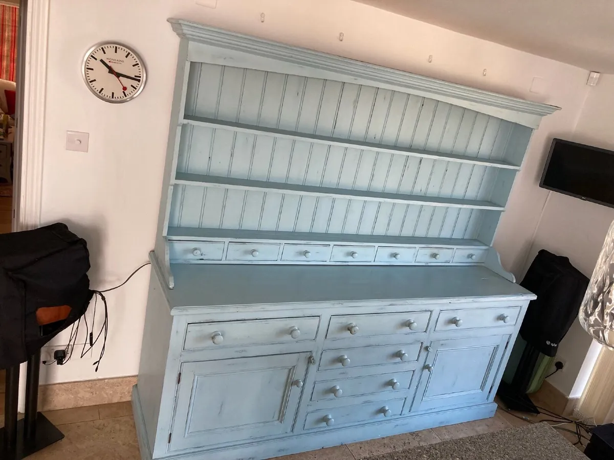 Solid pine welsh dresser finished in polar blue - Image 4