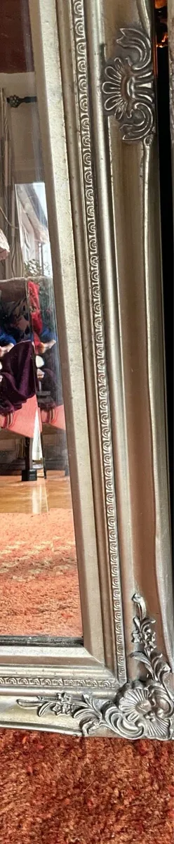 Large Pair of Ornate Silver Framed Mirrors - Image 2