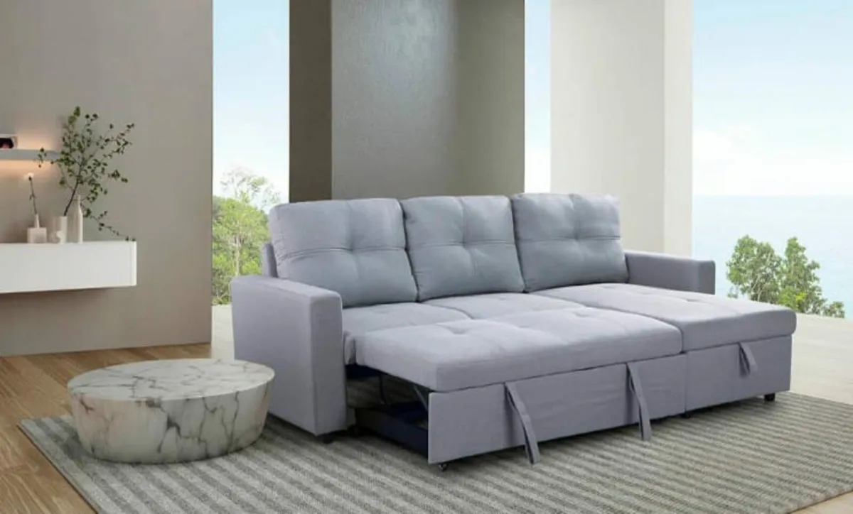 Modern Fabric Corner Sofa Bed with Storage Sleeper - Image 2