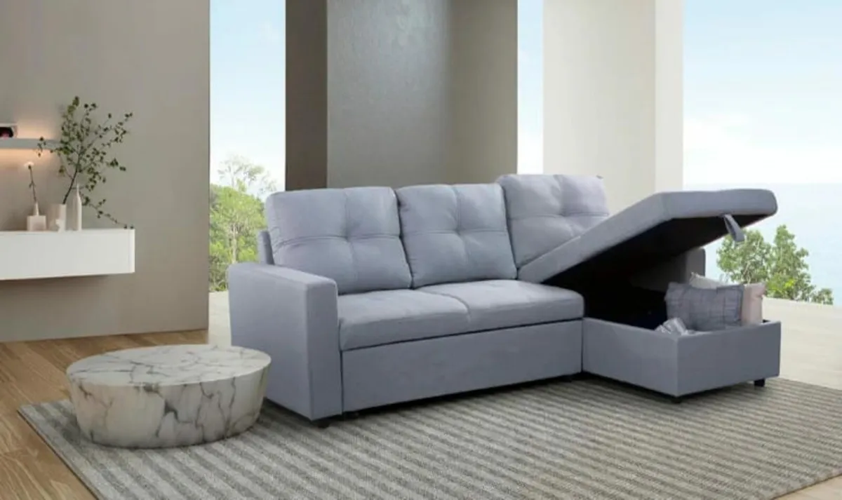 Modern Fabric Corner Sofa Bed with Storage Sleeper - Image 3