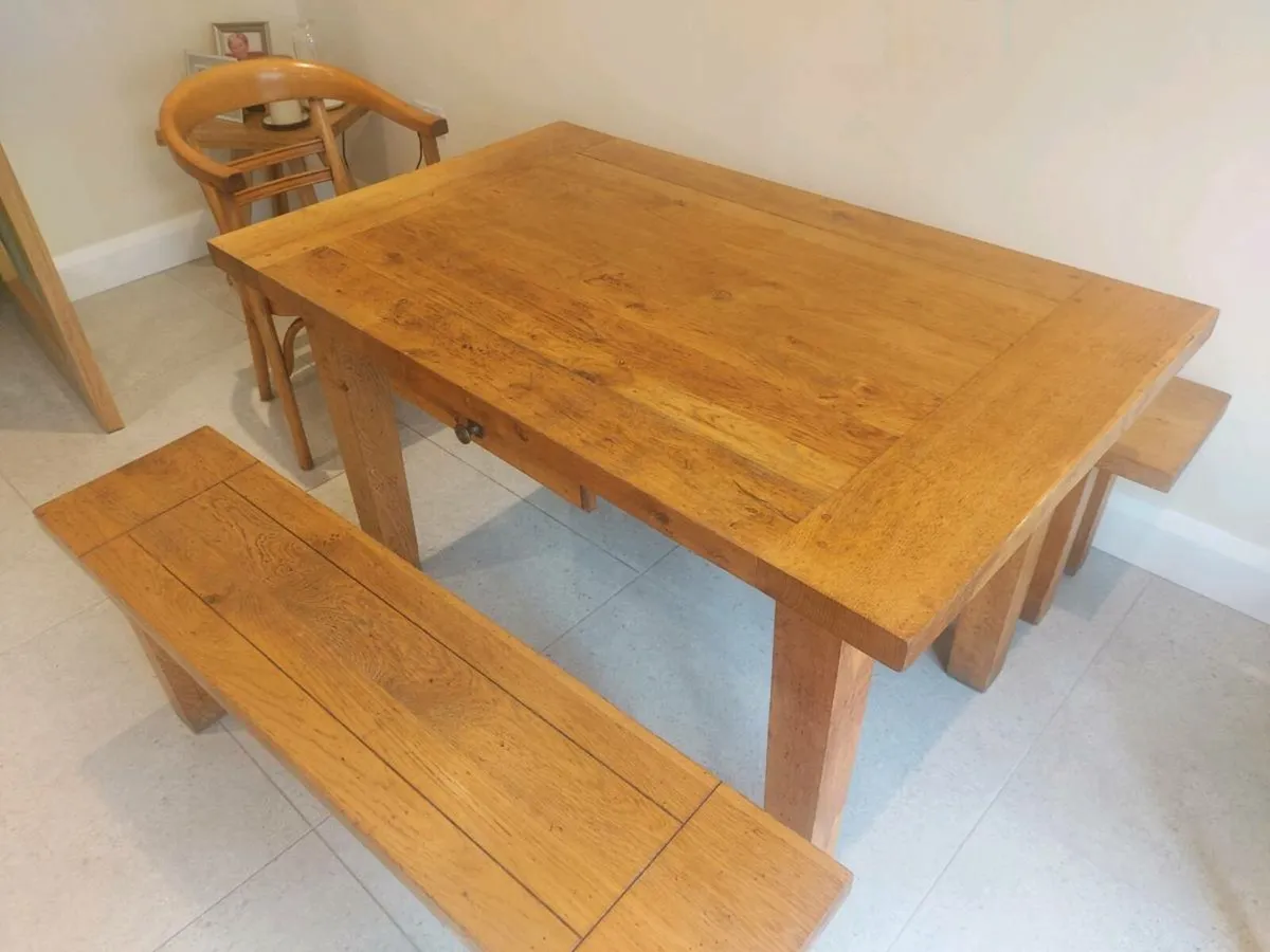 Kitchen table  with two benches - Image 1