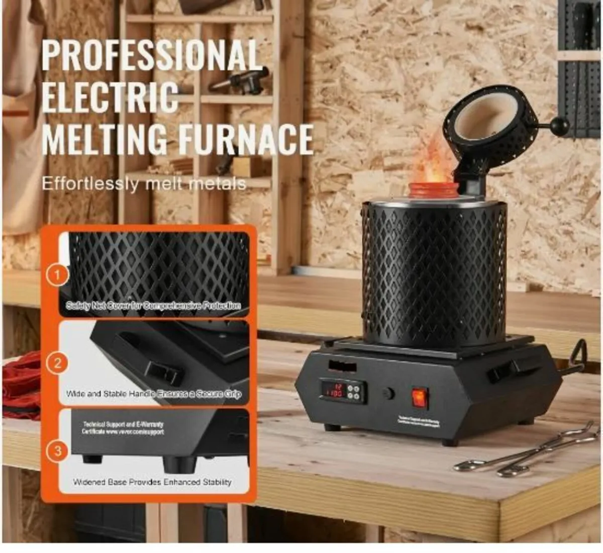 Gold Melting Furnace, 1350W Electric Digital - Image 3