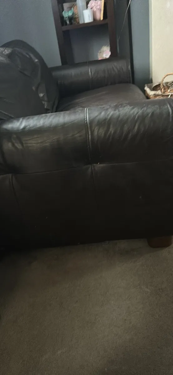 Real Leather two seater sofa for collection only - Image 2