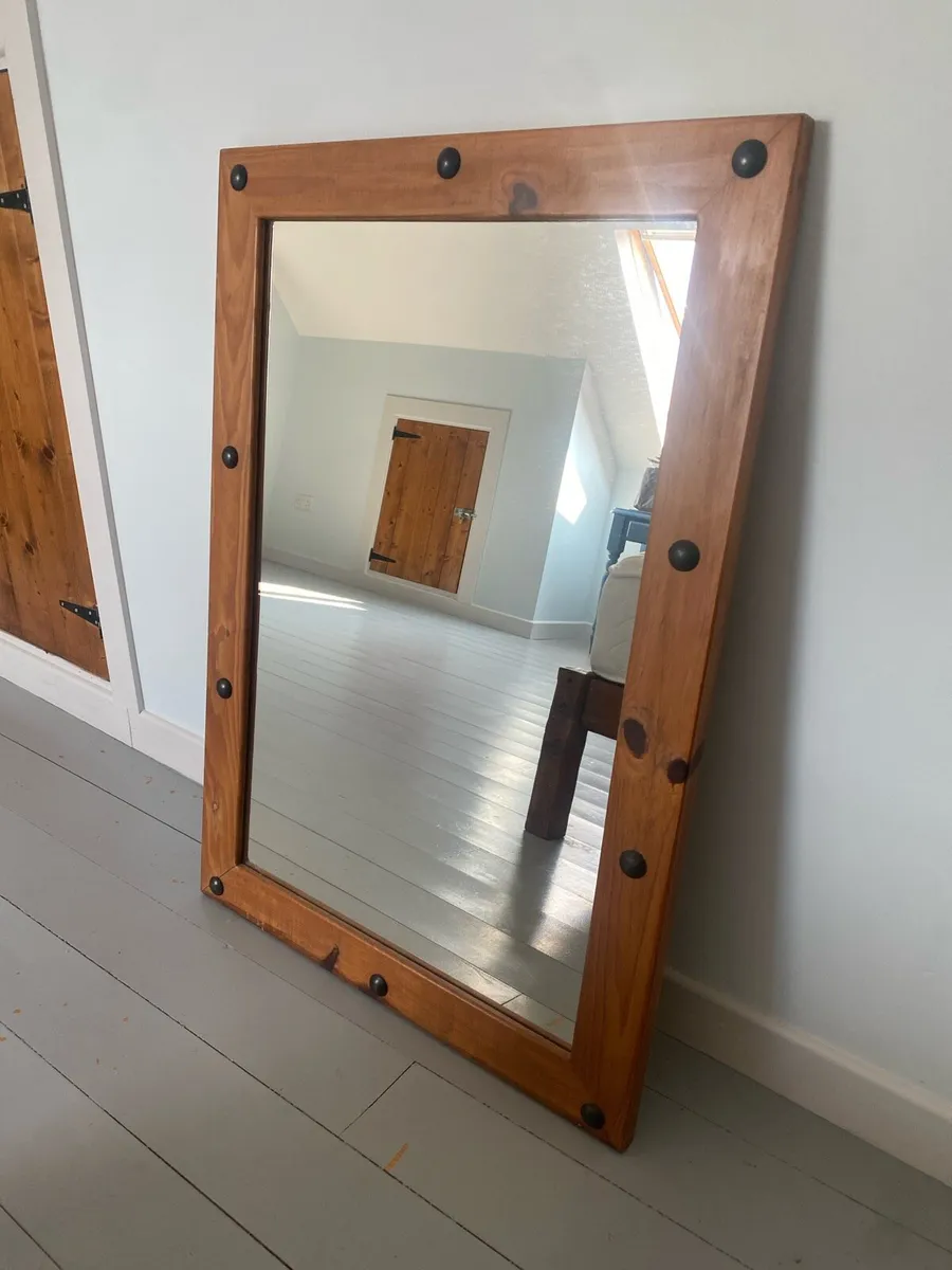 Solid wooden framed mirror. - Image 1