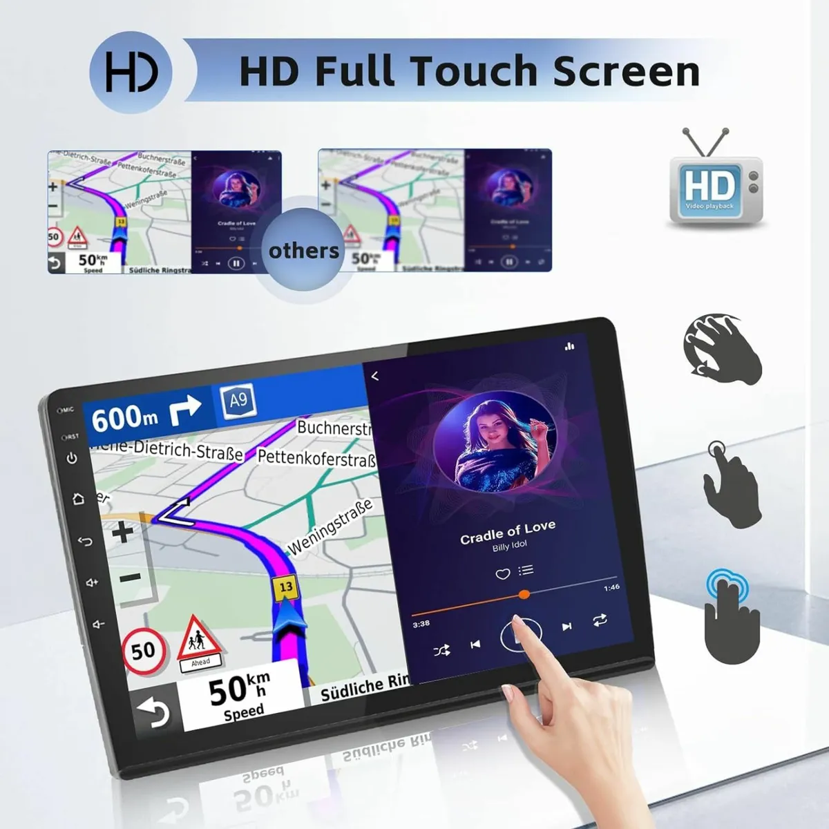 9 Inch Android Apple CarPlay Car Stereo Radio GPS - Image 1