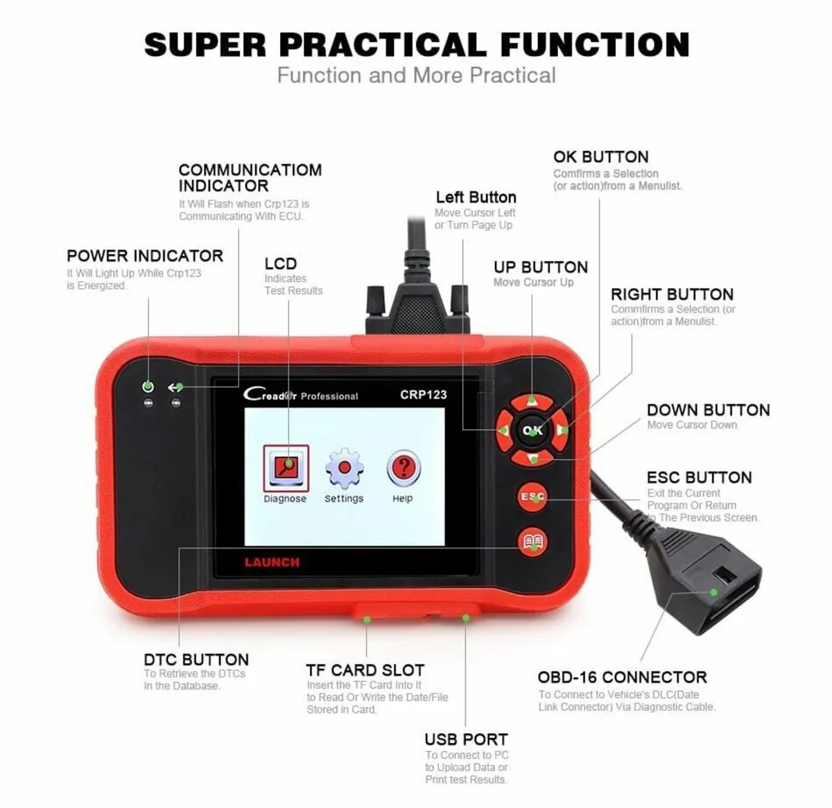 LAUNCH CRP123 Scan Tool ABS SRS Engine OBD2 Code R - Image 2