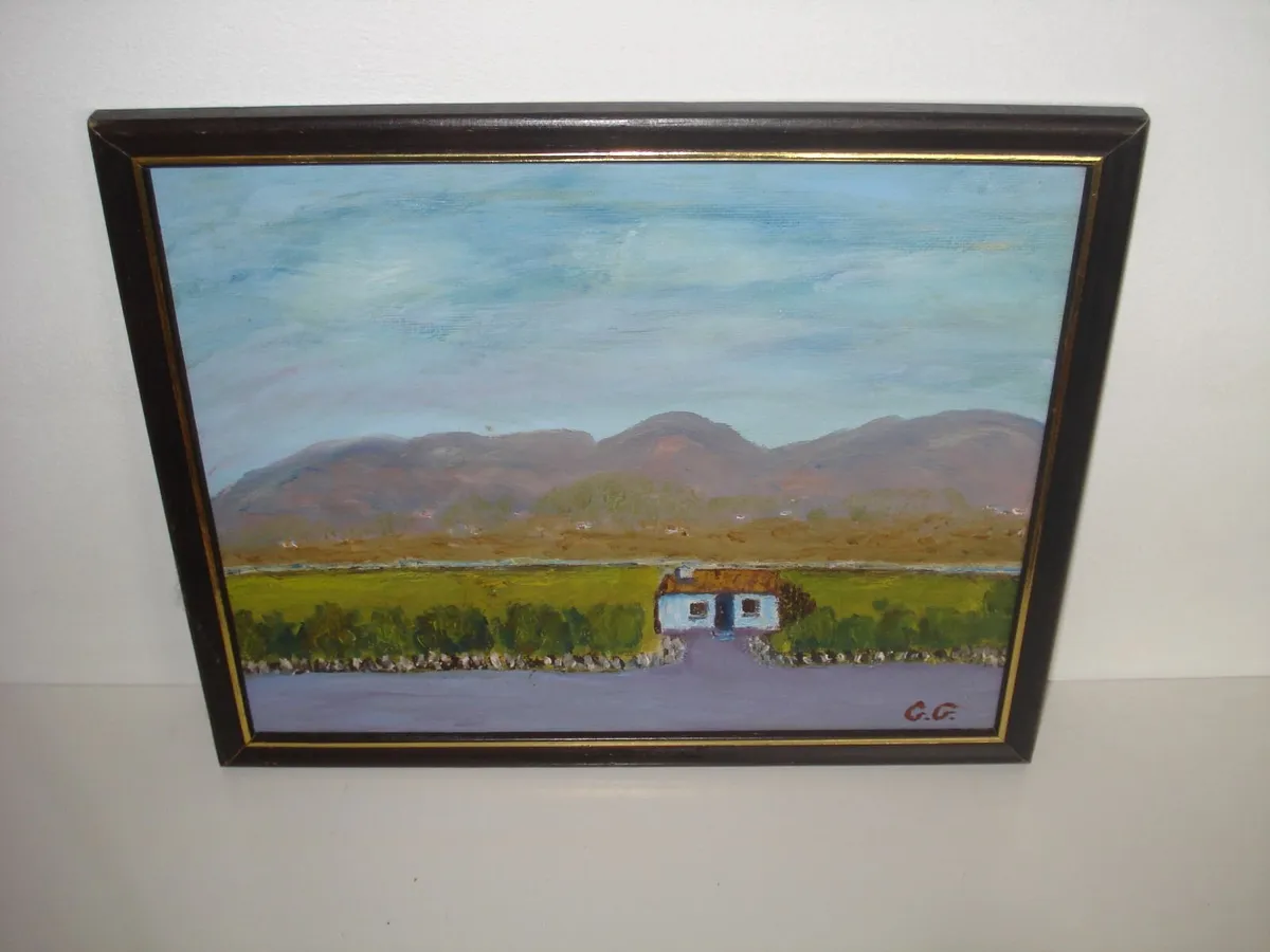 IRISH THATCHED COTTAGES ORIGINAL PAINTINGS X 3. - Image 3