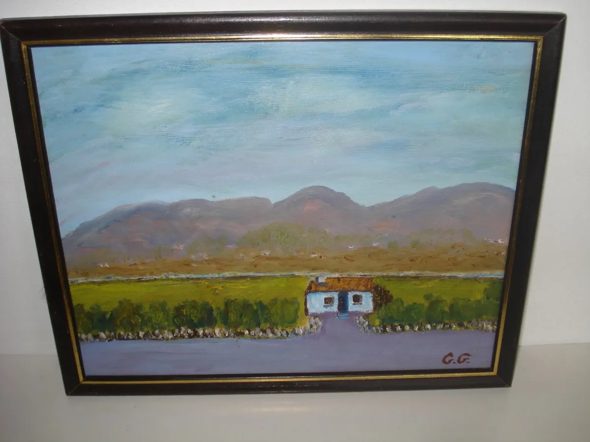 IRISH THATCHED COTTAGES ORIGINAL PAINTINGS X 3. - Image 4