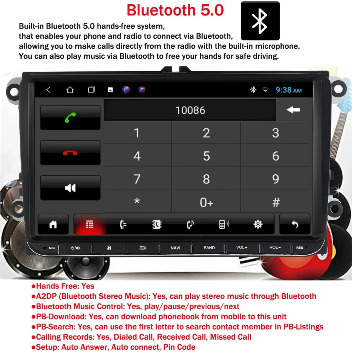 For VW GOLF MK5 MK6 9" Apple Carplay Car Stereo - Image 4