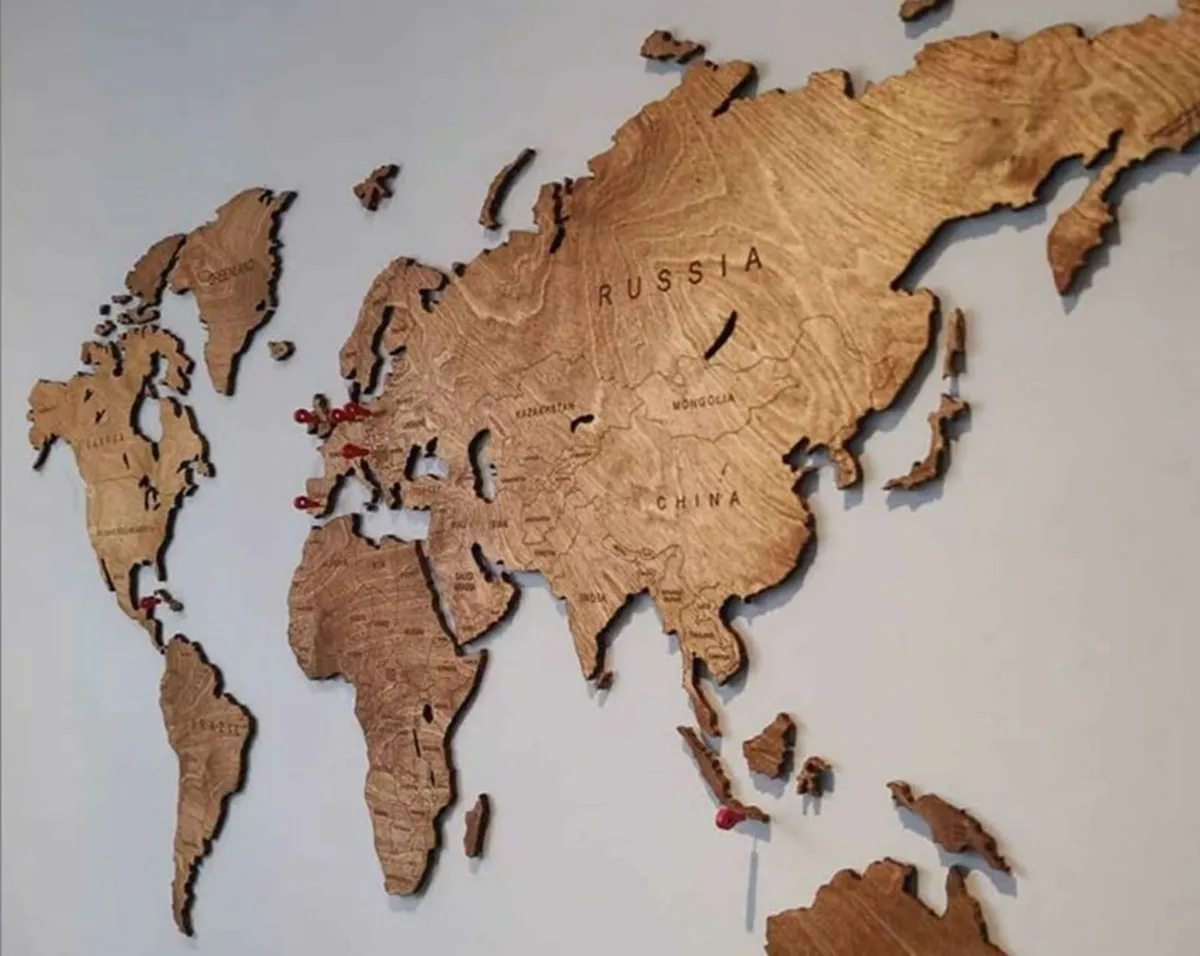 Wooden World Map Decoration - Image 1