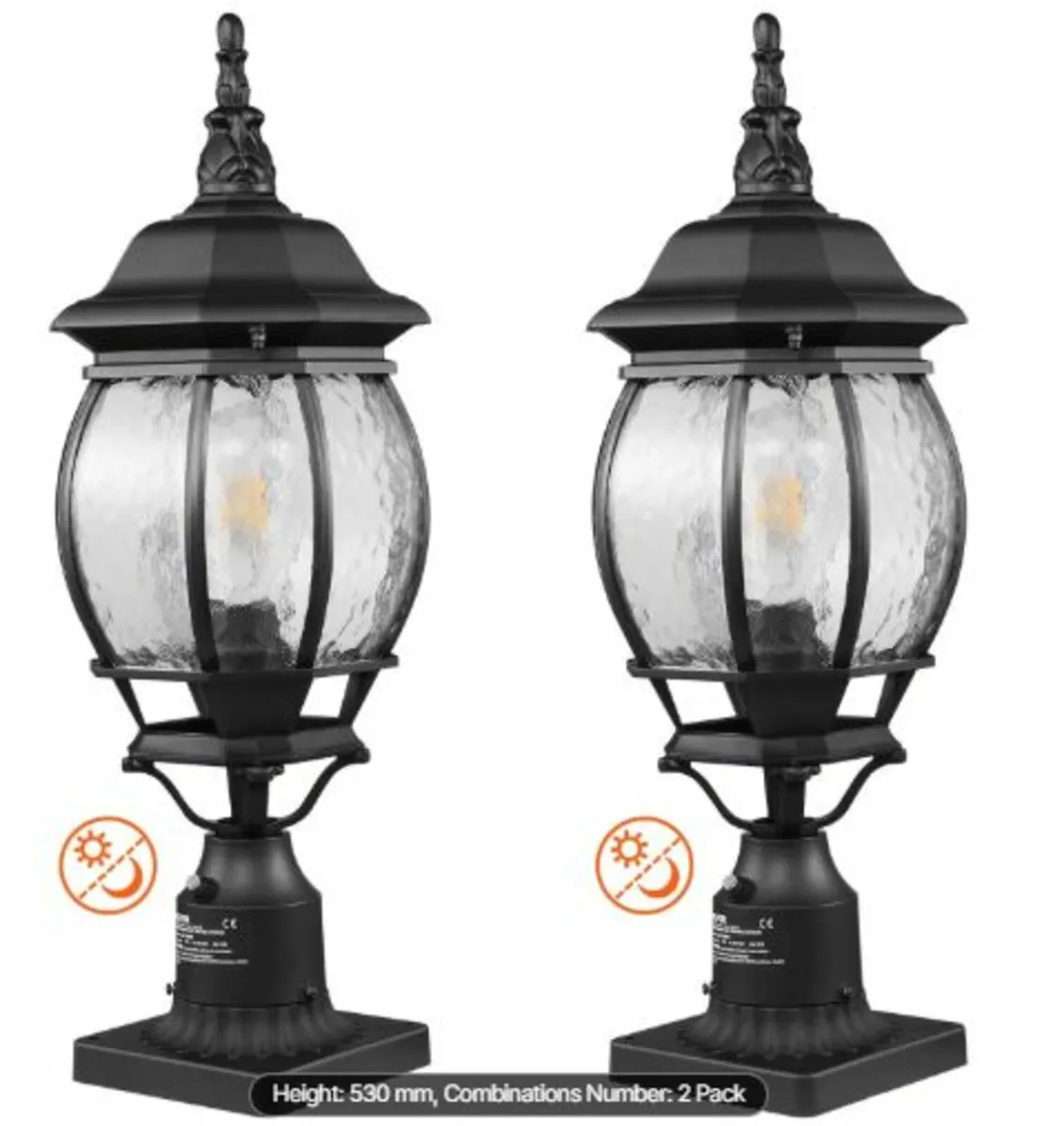 2 PCs Dusk to Dawn Outdoor Lamp Post Light - Image 1