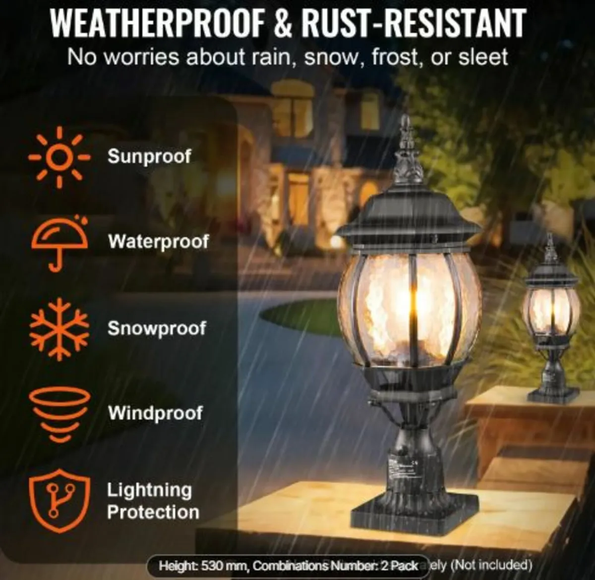 2 PCs Dusk to Dawn Outdoor Lamp Post Light - Image 4