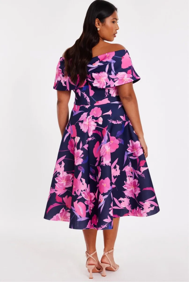 Curve navy floral skater dress - Image 2