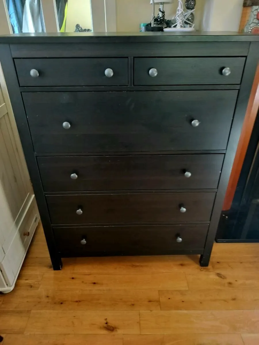 Chest of 6 drawers Hemnes black-brown - Image 1