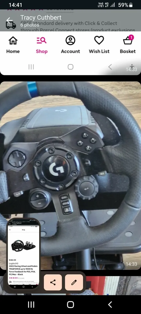 Exports gaming chair with racing wheel and pexals - Image 2