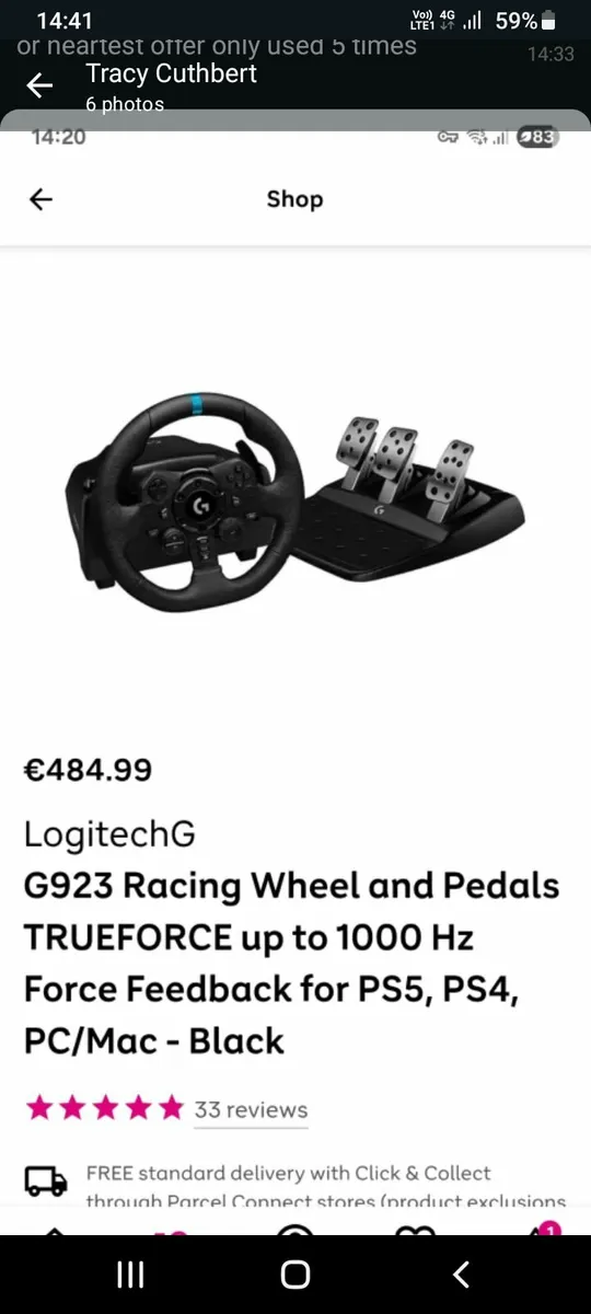 Exports gaming chair with racing wheel and pexals - Image 3