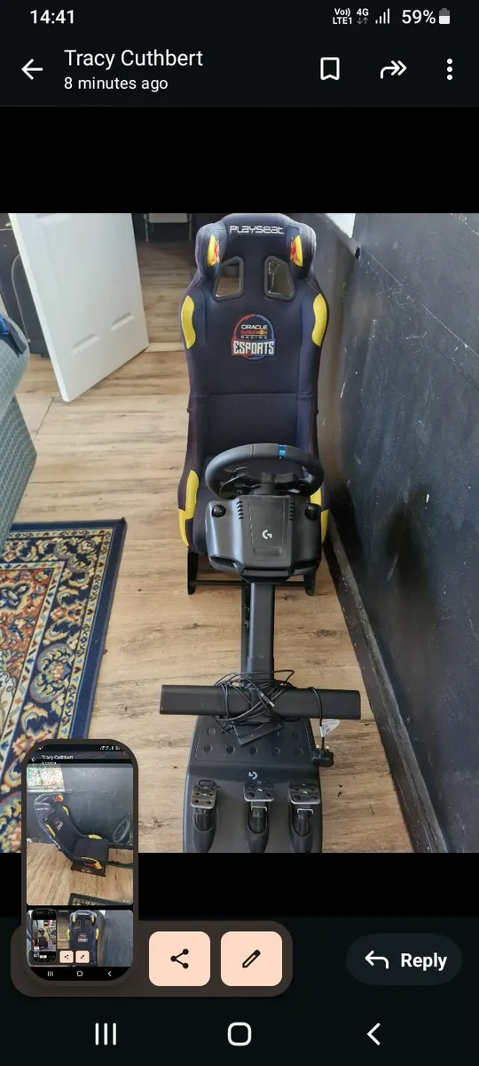 Exports gaming chair with racing wheel and pexals - Image 4