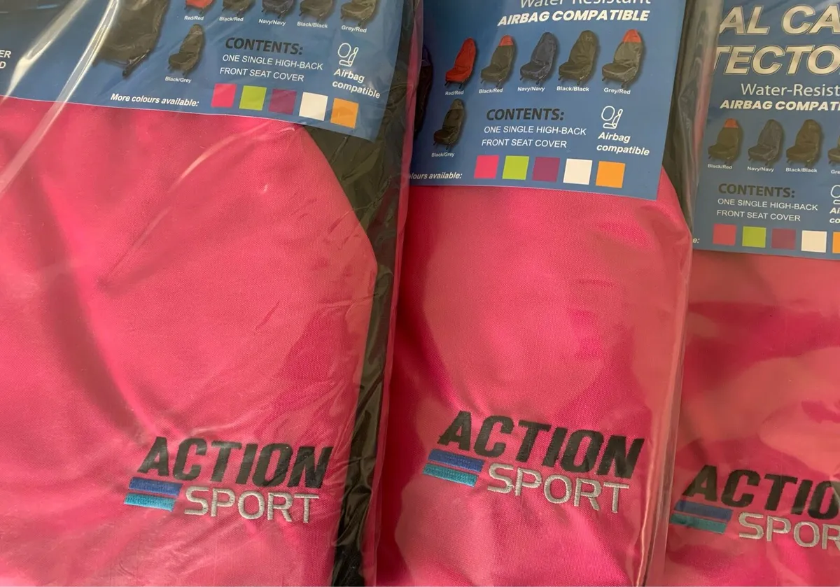 Action Sport Waterproof Seat Covers Pink/Black - Image 1