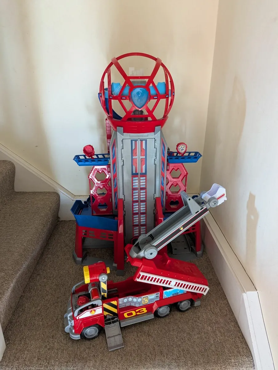 Paw Patrol Movie Tower/Fire Truck + extras - Image 1
