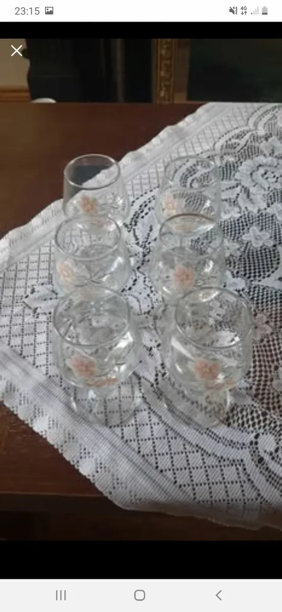 6 little glasses- floral design - Image 4