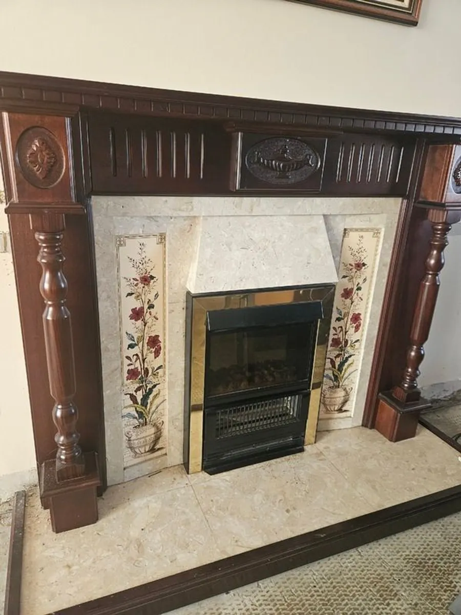 Mahogany & Marble Fireplace with Electric fire - Image 1