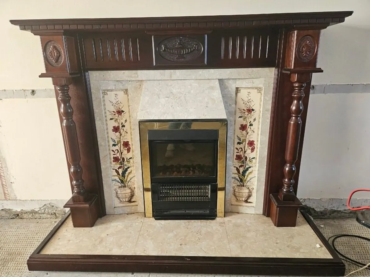 Mahogany & Marble Fireplace with Electric fire - Image 2