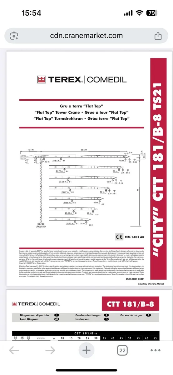 Terex comedil CTT181 tower crane