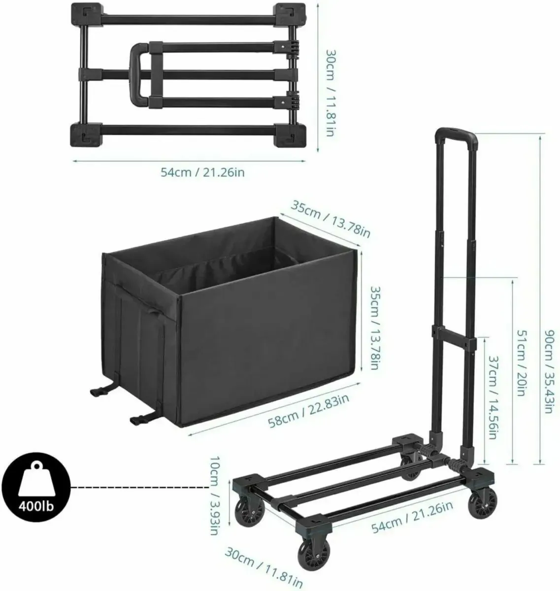 Hand truck with bag for heavy-duty shopping use - Image 2