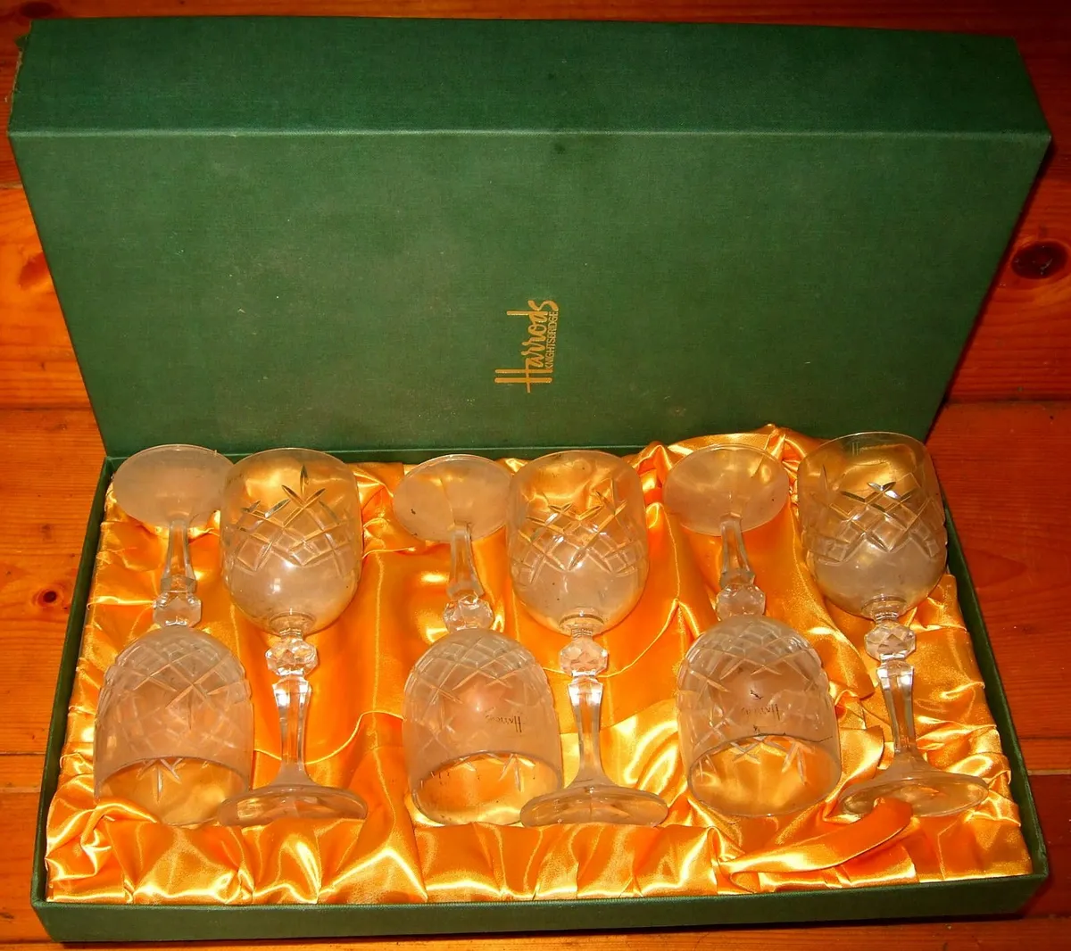 Vintage Harrods Wine Glasses In Original Box - Image 1