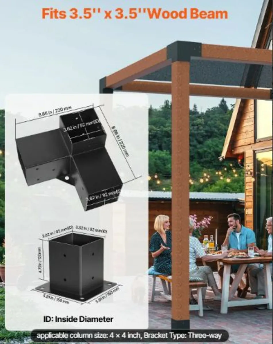 Pergola Bracket Kit 10.2 cm x 10.2 cm, Inner Size - Image 2