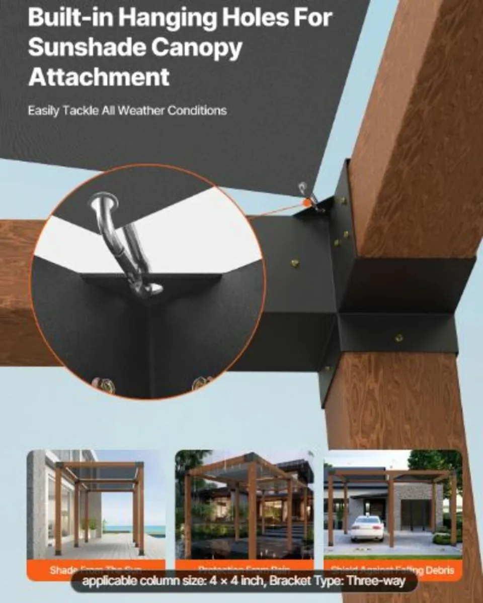 Pergola Bracket Kit 10.2 cm x 10.2 cm, Inner Size - Image 3