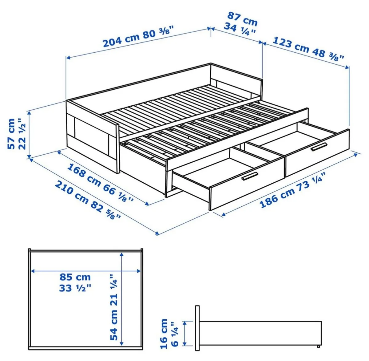 Sofa/ Single & Double bed – IKEA Brimnes (White) - Image 4
