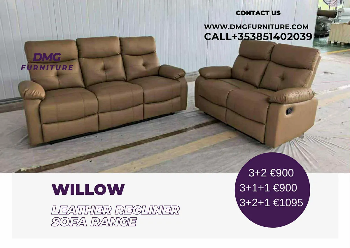 New Willow Leather Recliner Sofa Range - Image 1