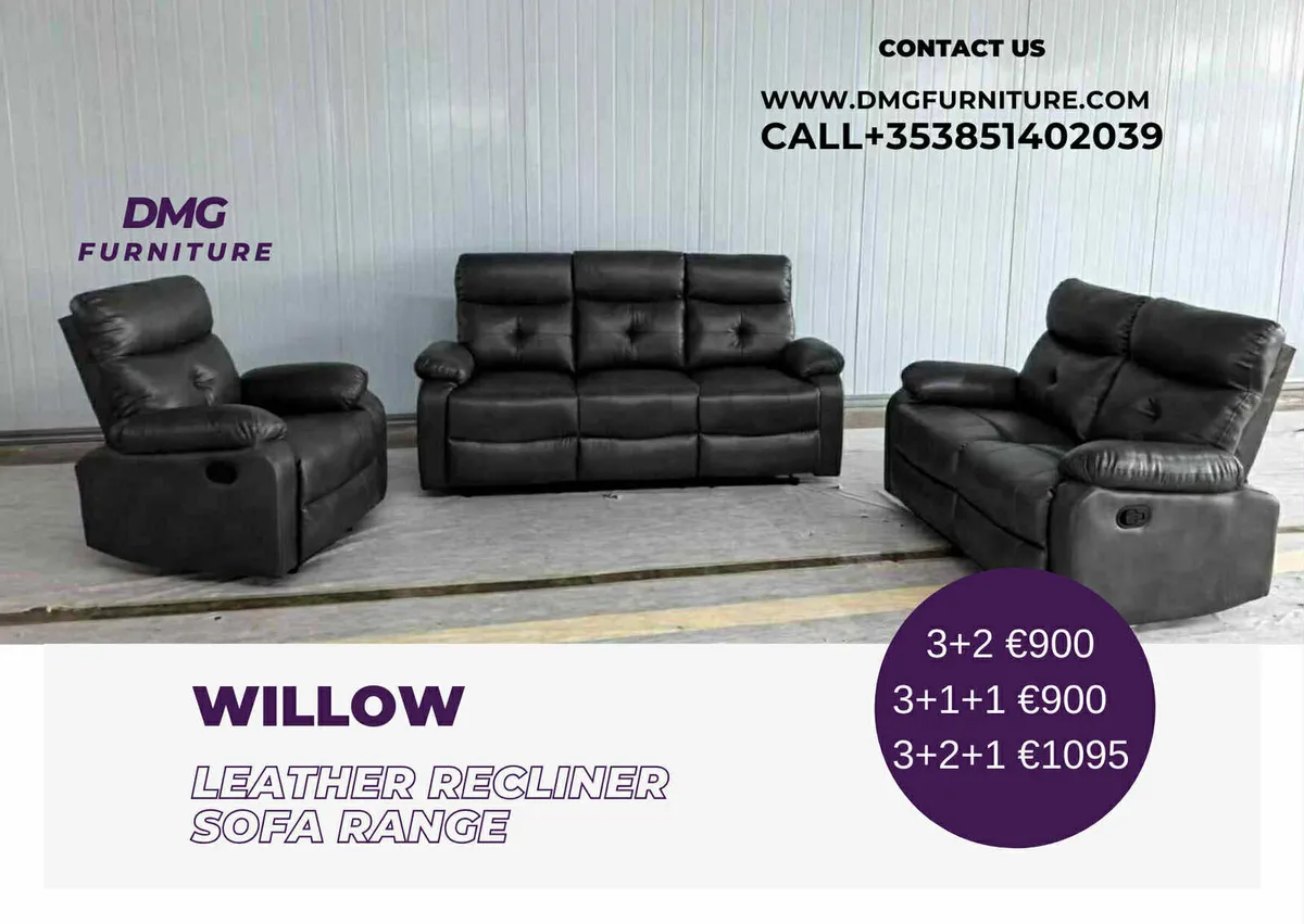 New Willow Leather Recliner Sofa Range - Image 2