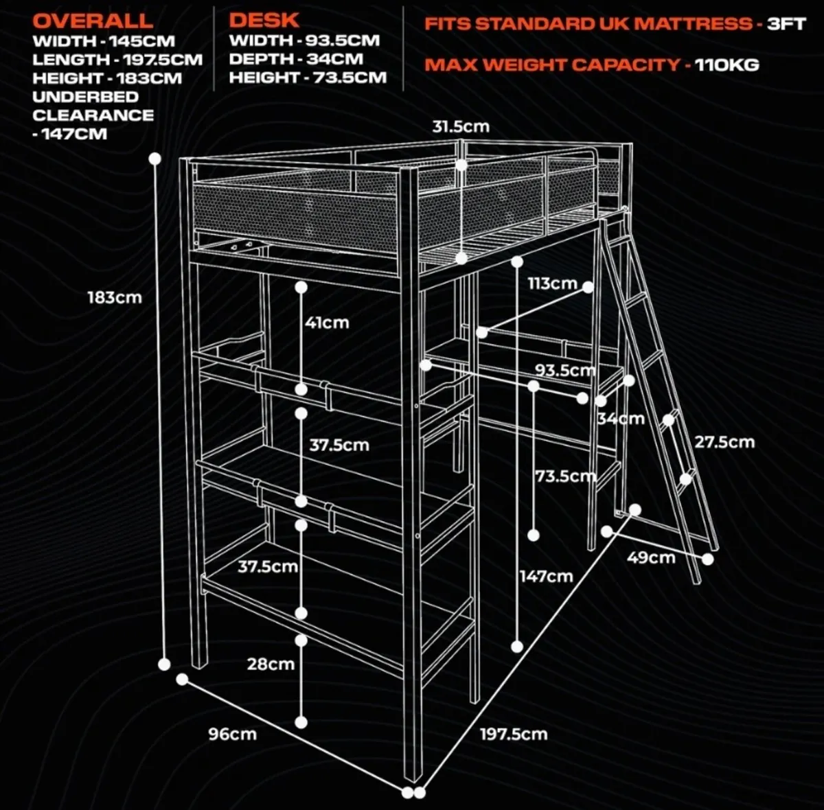 X Rocker Fortress Gaming Bunk bed with shelves - Image 3