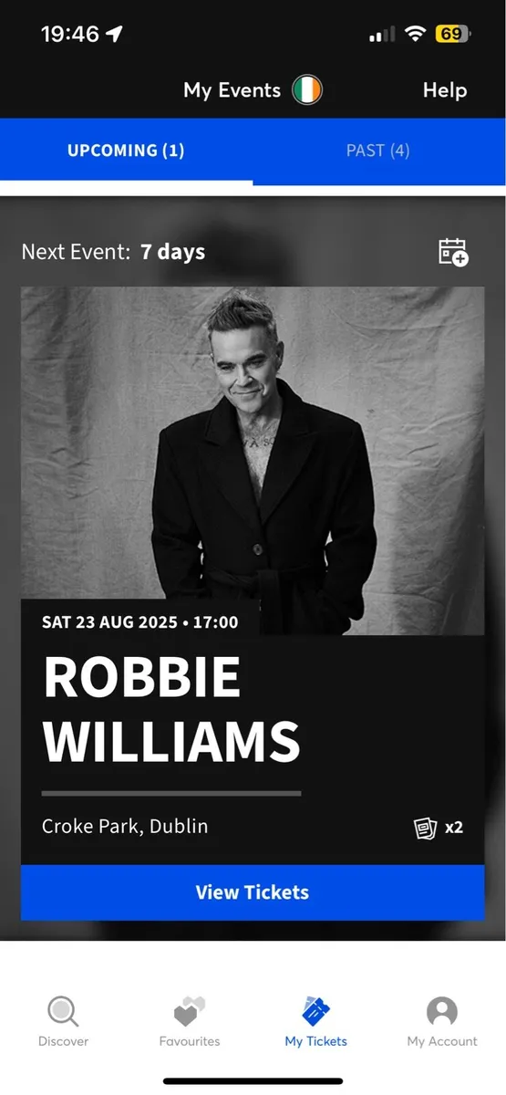 Robbie Williams tickets x 2