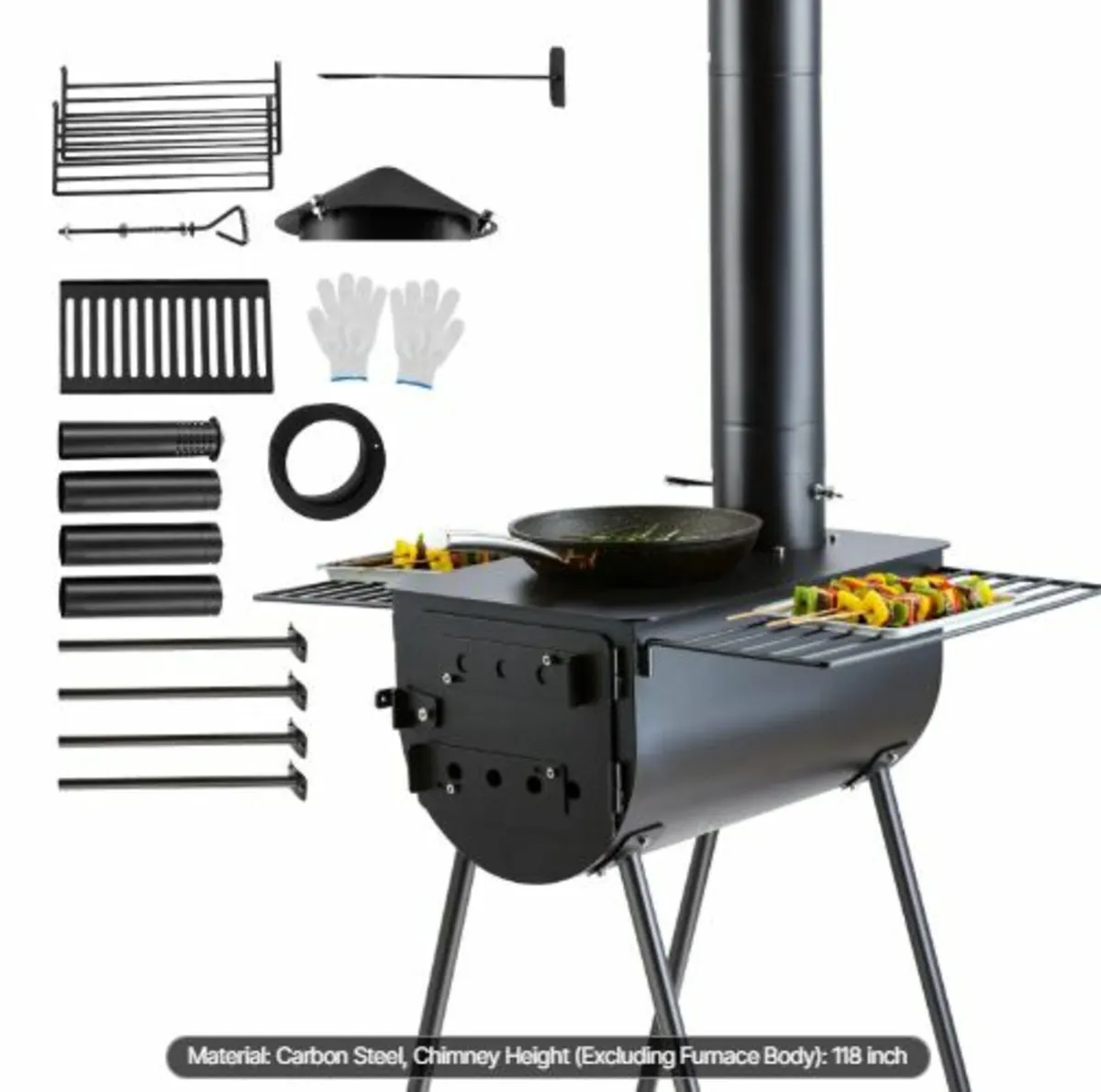 Wood Stove, 3 m, Alloy Steel Camping Tent Stove, - Image 1