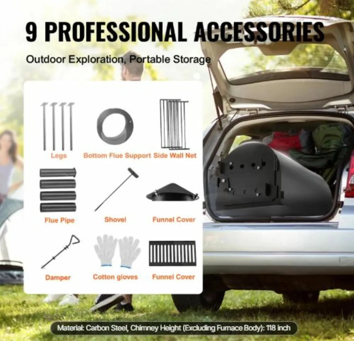 Wood Stove, 3 m, Alloy Steel Camping Tent Stove, - Image 4