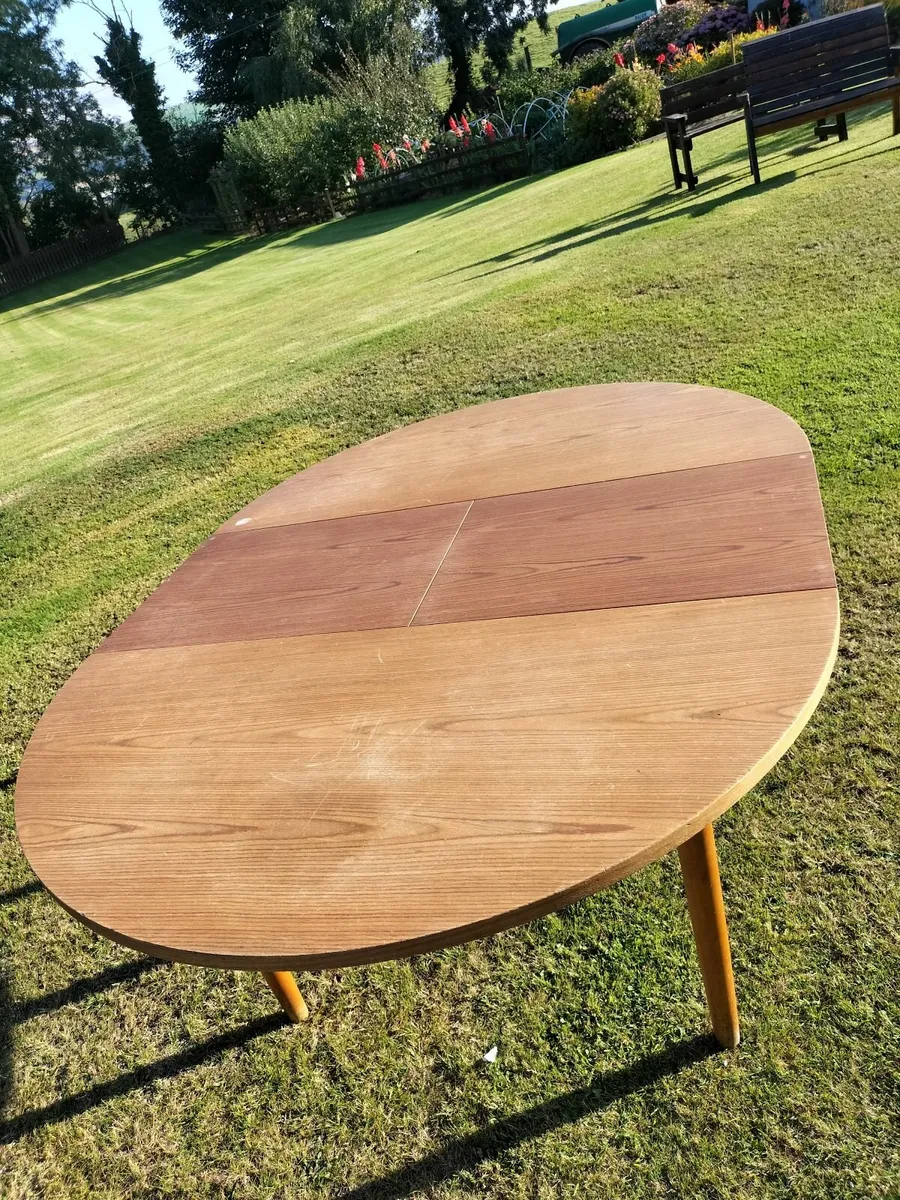 Wooden Circular Dining table with leaf - Image 2