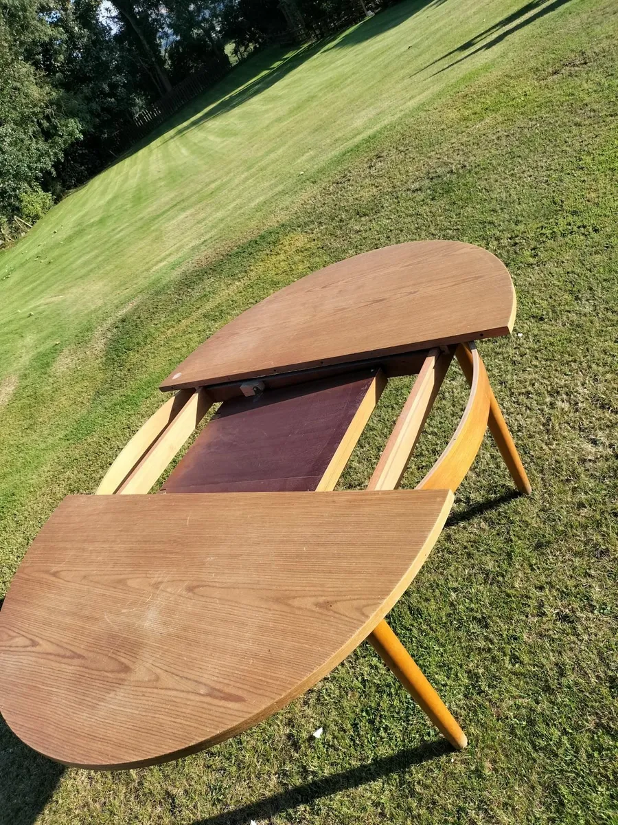 Wooden Circular Dining table with leaf - Image 3