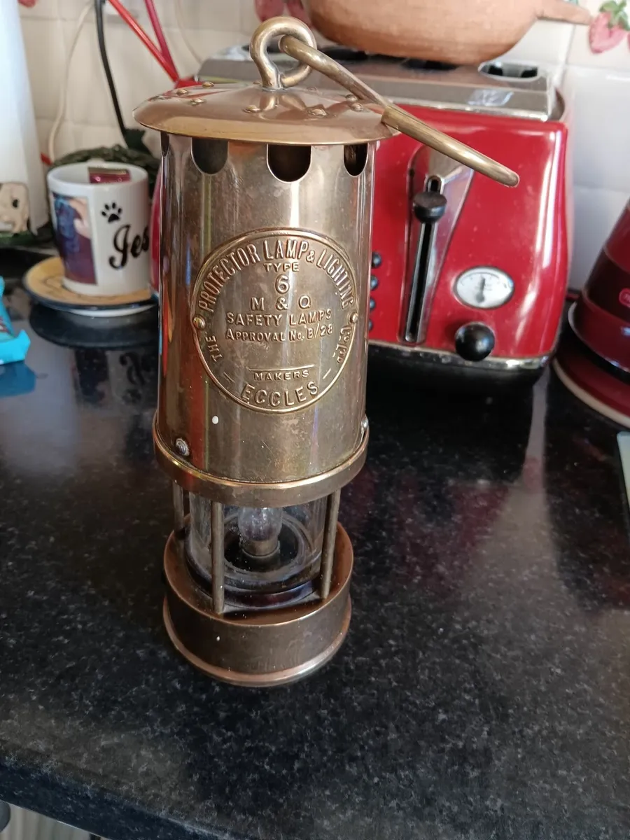 Vintage brass miners lamp - Image 1