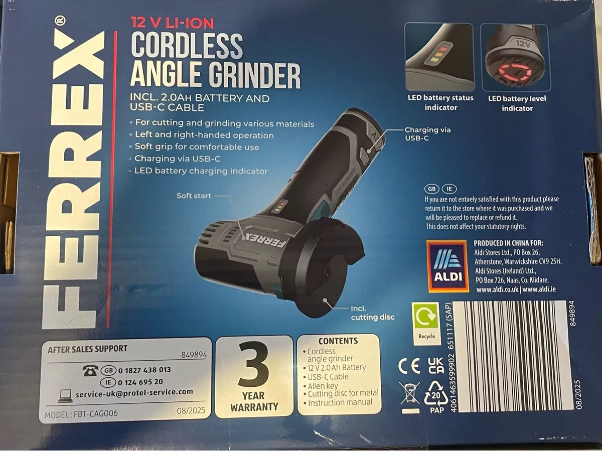 Ferrex 12 V Li-ion Cordless Angle Grinder BrandNew - Image 2