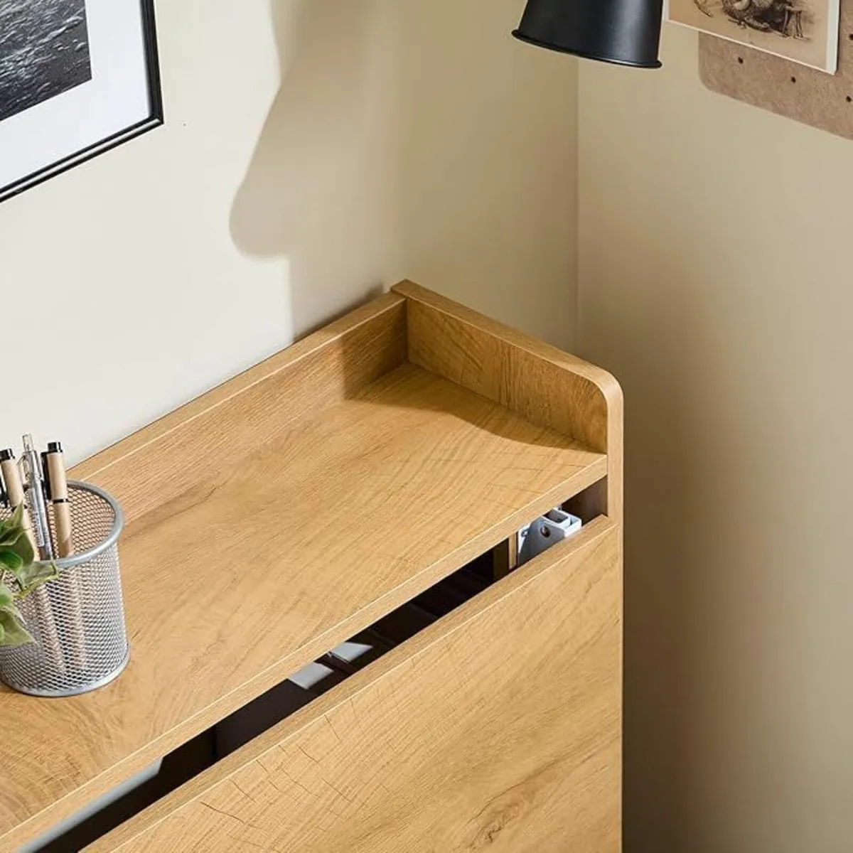 Folding Desk with Shelves Space Saving Computer Ta - Image 3