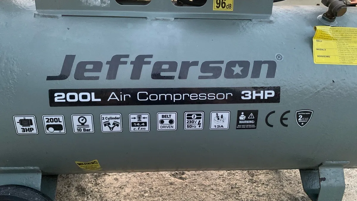 Jefferson 3hp 200ltr air compressor - Image 1