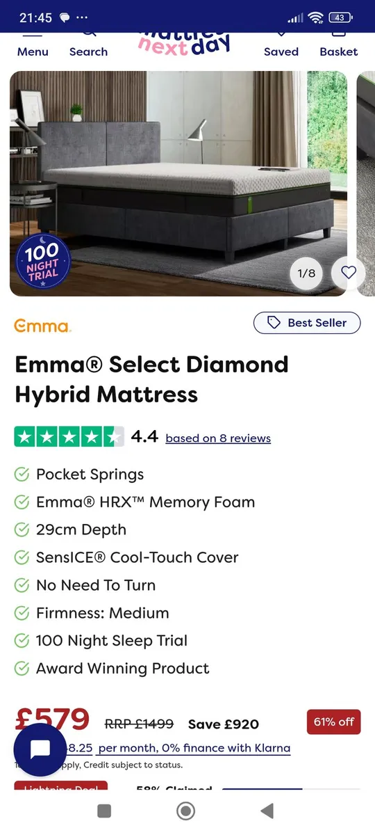 Emma Diamond double mattress, brand new - Image 2