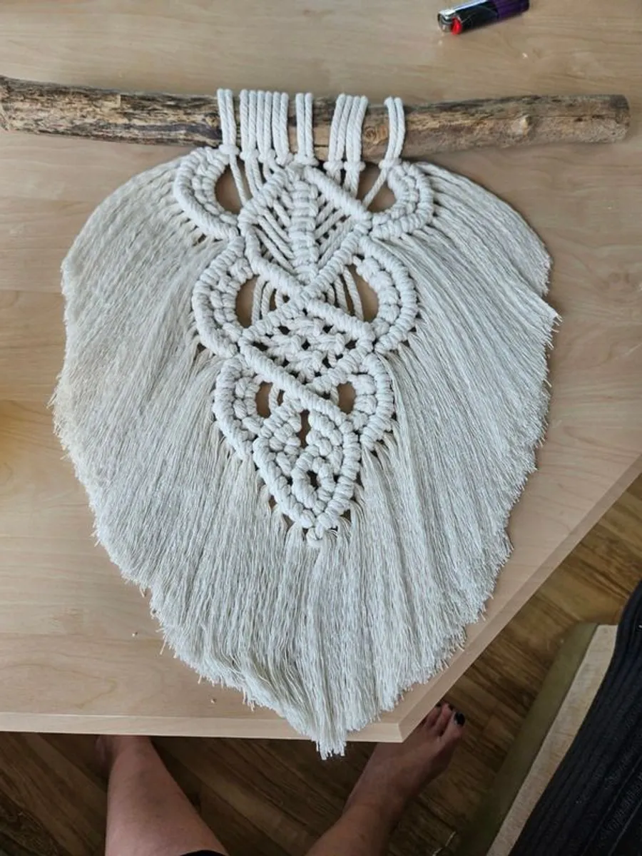 Macrame leaf wall art