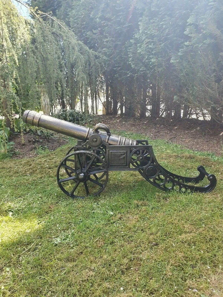 Pair cast iron cannons large - Image 3